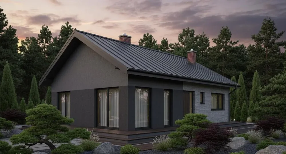 Проект Одноэтажный дом 11 на 8, 77 м2